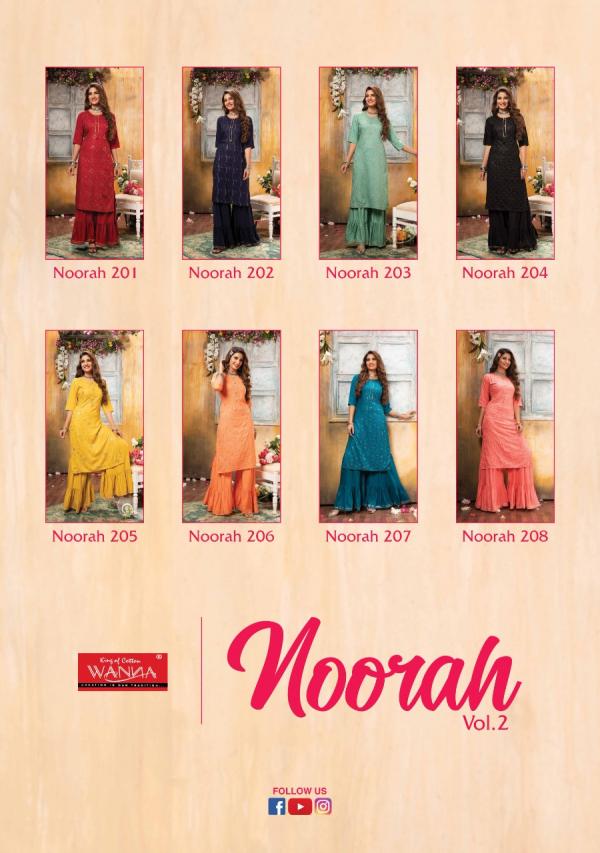 Wanna Noorah 2 Stylist Party Wear Rayon Kurti With Sarara 